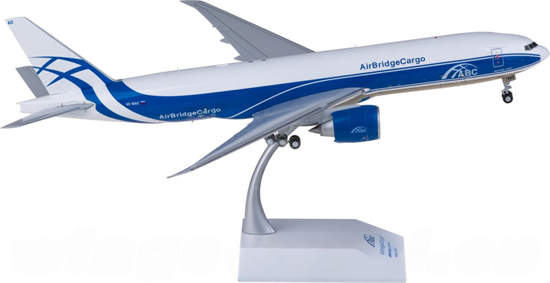 JC Wings AirBridgeCargo for Boeing 777-200LRF VQ-BAO 1:200 Airplane Pre-built Airliner Model Display