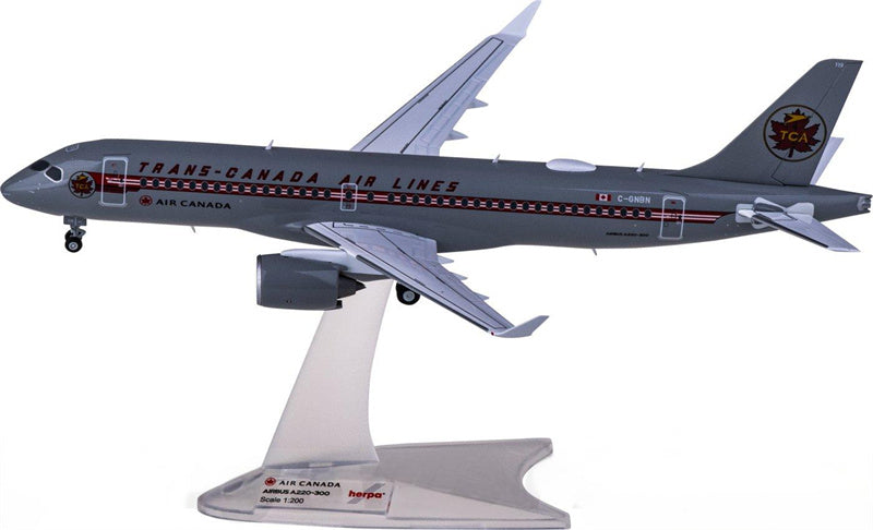 Herpa Air Canada for Airbus A220-300 C-GNBN 1:200 Aircraft Pre-built  Airliner Model Display