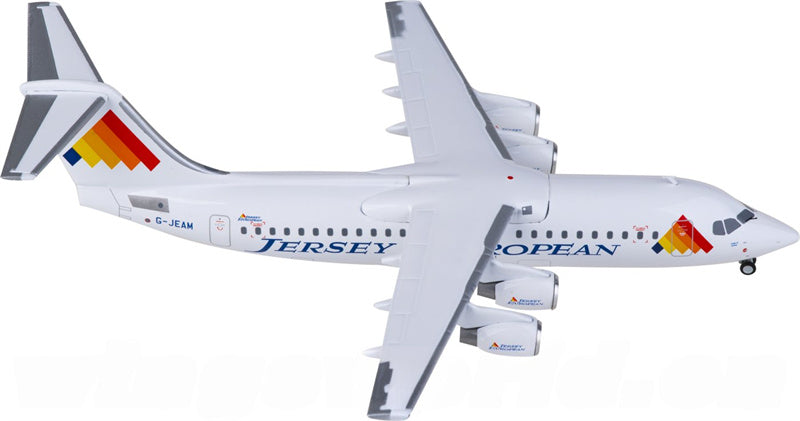 Herpa Jersey European Airways BAe 146-300 G-JEAM 1:200 Aircraft Pre-built  Airliner Model Display