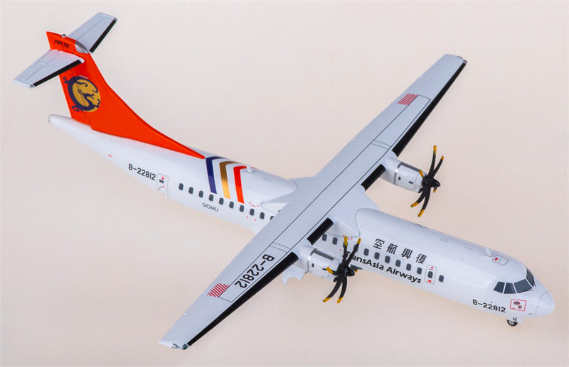 JC Wings TransAsia Airways for ATR-72-500 B-22812 1:200 Airplane Pre-built Airliner Model Display