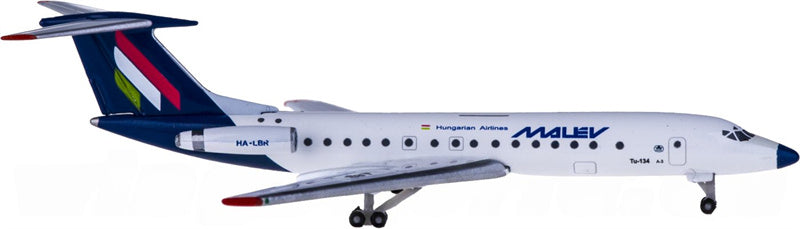 Herpa Malev for Tupolev TU-134A HA-LBR 1:500 Aircraft Pre-built  Airliner Model Display