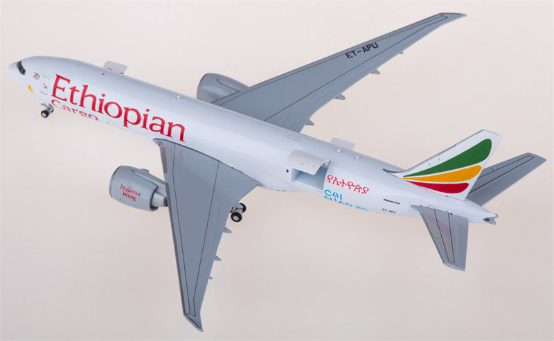 JC Wings Ethiopian Airlines for Boeing 777-200LRF ET-APU 1:400 Airplane Pre-built  Airliner Model Display