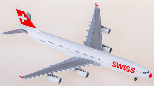 JC Wings Swiss for Airbus A340-300 HB-JMA 1:400 Airplane Pre-built  Airliner Model Display