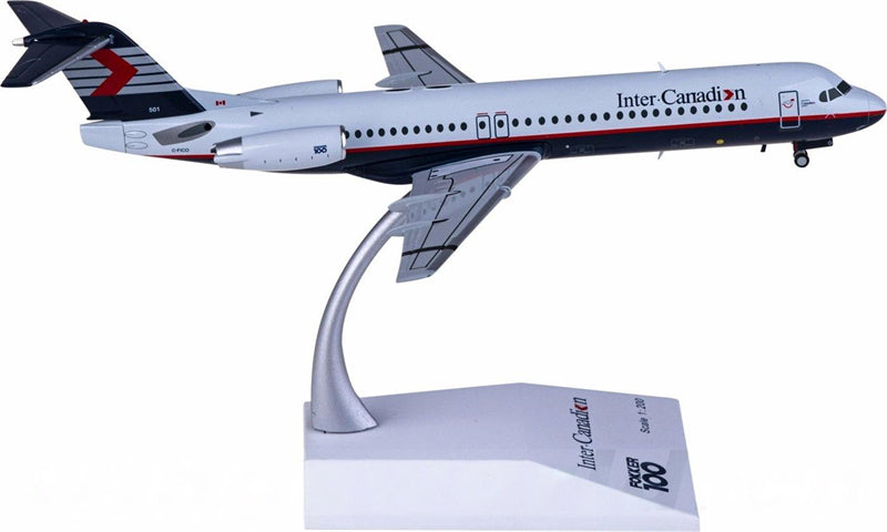 JC Wings Inter-Canadien for Fokker 100 C-FICO 1:200 Airplane Pre-built Airliner Model Display