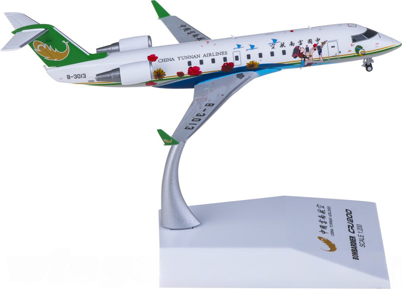 JC Wings China Yunnan Airlines for Bombardier CRJ200ER B-3013 1:200 Airplane Pre-built Airliner Model Display