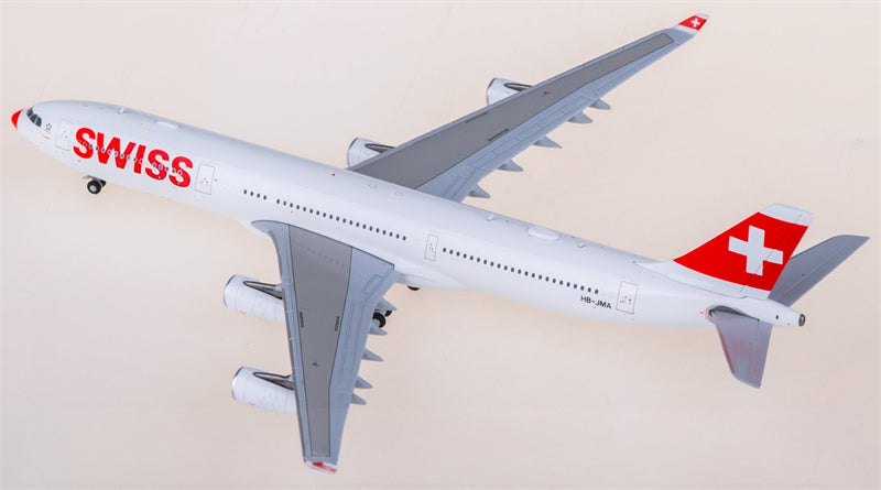 JC Wings Swiss for Airbus A340-300 HB-JMA 1:400 Airplane Pre-built  Airliner Model Display