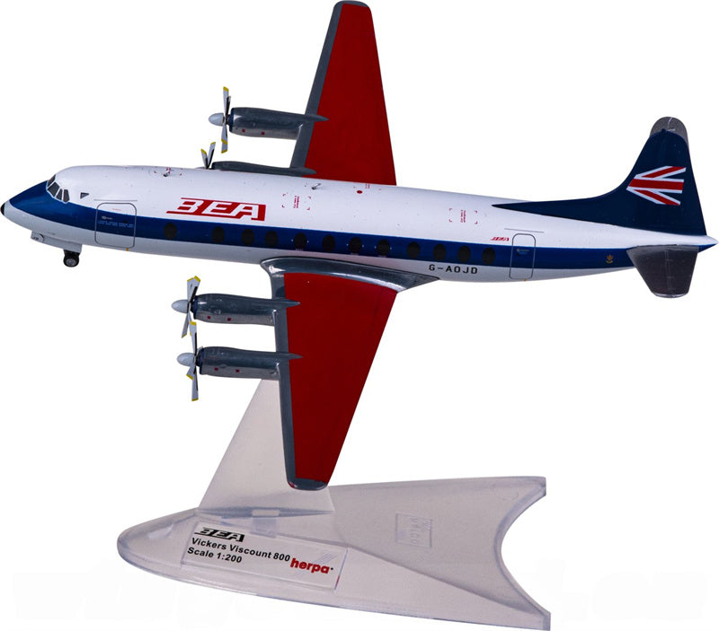 Herpa BEA for Vickers for Viscount 800 G-AOJD 1:200 Aircraft Pre-built  Airliner Model Display
