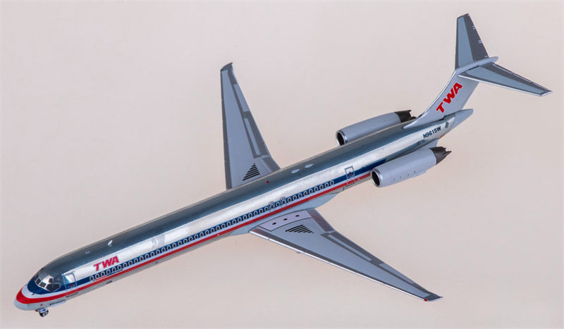NG Models TWA for McDonnell Douglas MD-83 N9615W 1:400 Airplane Pre-built Airliner Model Display
